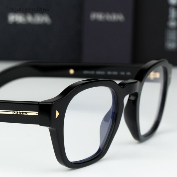 Prada Men Eyeglasses Black Clear Square PRA16S 16K60K NEW AUTHENTIC - Picture 4 of 9